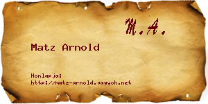 Matz Arnold névjegykártya